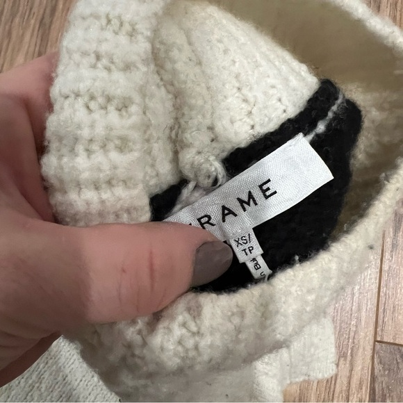 FRAME Color Blocked Sweater Turtleneck Pullover Wool Silk Cashmere - Picture 10 of 13